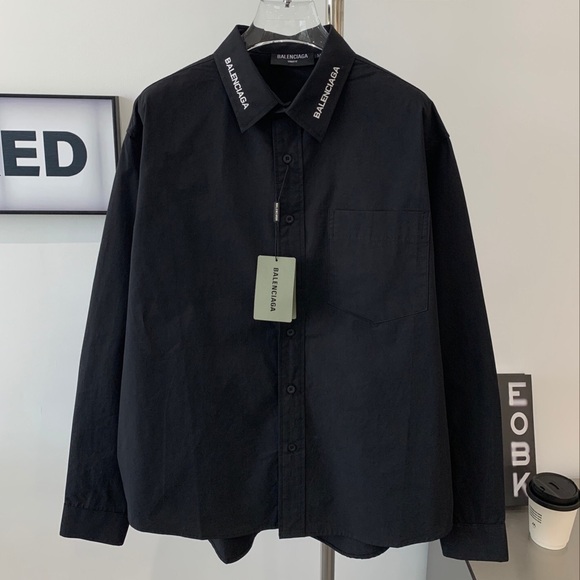 Balenciaga Long-Sleeved Shirt With Monogram Embroidery At The Collar Size M - Picture 1 of 8